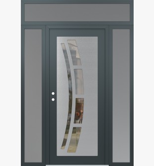 Diamond C12 60" x 96" anthracite/anthracite clear Glass Panel stainless steel RHI with 2 Sidelites and Transom frosted Glass