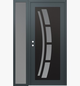 Diamond C12 52" x 80" anthracite/anthracite frosted Glass Panel black RHI with Sidelite frosted Glass
