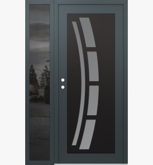 Diamond C12 50" x 80" anthracite/anthracite frosted Glass Panel black RHI with Sidelite mirrored Glass