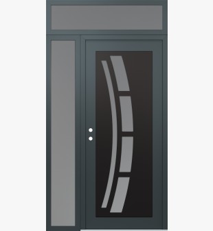 Diamond C12 48" x 96" anthracite/anthracite frosted Glass Panel black RHI with Sidelite and Transom frosted Glass