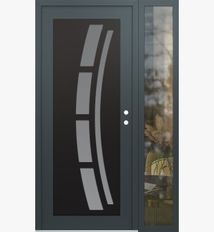 Diamond C12 48" x 80" anthracite/anthracite frosted Glass Panel black LHI with Sidelite clear Glass