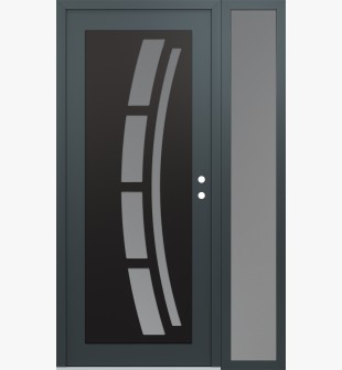 Diamond C12 48" x 80" anthracite/anthracite frosted Glass Panel black LHI with Sidelite frosted Glass