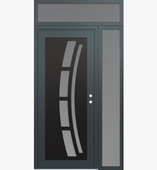 Diamond C12 50" x 96" anthracite/anthracite frosted Glass Panel black LHI with Sidelite and Transom frosted Glass