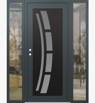 Diamond C12 60" x 80" anthracite/anthracite frosted Glass Panel black RHI with 2 Sidelites clear Glass