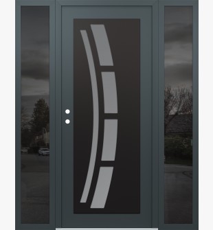 Diamond C12 68" x 80" anthracite/anthracite frosted Glass Panel black RHI with 2 Sidelites mirrored Glass