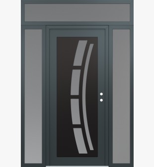 Diamond C12 60" x 96" anthracite/anthracite frosted Glass Panel black LHI with 2 Sidelites and Transom frosted Glass