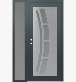 Diamond C12 52" x 80" anthracite/anthracite frosted Glass Panel stainless steel RHI with Sidelite frosted Glass