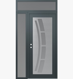 Diamond C12 50" x 96" anthracite/anthracite frosted Glass Panel stainless steel RHI with Sidelite and Transom frosted Glass