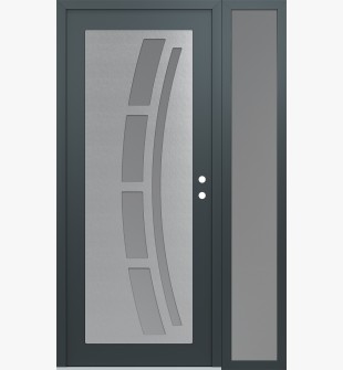 Diamond C12 52" x 80" anthracite/anthracite frosted Glass Panel stainless steel LHI with Sidelite frosted Glass