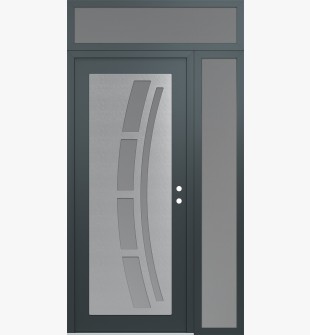 Diamond C12 48" x 96" anthracite/anthracite frosted Glass Panel stainless steel LHI with Sidelite and Transom frosted Glass