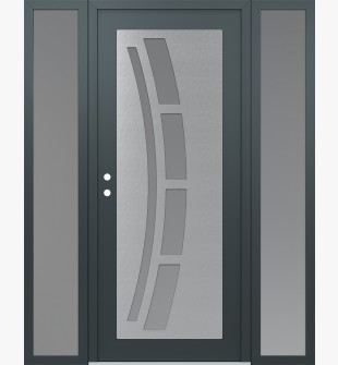 Diamond C12 64" x 80" anthracite/anthracite frosted Glass Panel stainless steel RHI with 2 Sidelites frosted Glass