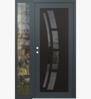 Diamond C12 52" x 80" anthracite/anthracite mirrored Glass Panel black RHI with Sidelite clear Glass