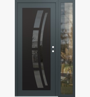 Diamond C12 52" x 80" anthracite/anthracite mirrored Glass Panel black LHI with Sidelite clear Glass