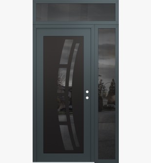 Diamond C12 52" x 96" anthracite/anthracite mirrored Glass Panel black LHI with Sidelite and Transom mirrored Glass