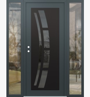 Diamond C12 60" x 80" anthracite/anthracite mirrored Glass Panel black RHI with 2 Sidelites clear Glass