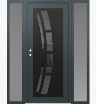 Diamond C12 68" x 80" anthracite/anthracite mirrored Glass Panel black RHI with 2 Sidelites frosted Glass