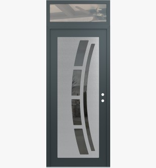 Diamond C12 36" x 96" anthracite/anthracite mirrored Glass Panel stainless steel LHI with Transom clear Glass