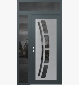 Diamond C12 50" x 96" anthracite/anthracite mirrored Glass Panel stainless steel RHI with Sidelite and Transom mirrored Glass