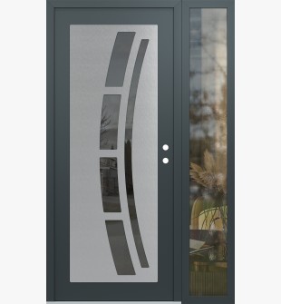 Diamond C12 48" x 80" anthracite/anthracite mirrored Glass Panel stainless steel LHI with Sidelite clear Glass