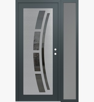Diamond C12 48" x 80" anthracite/anthracite mirrored Glass Panel stainless steel LHI with Sidelite frosted Glass