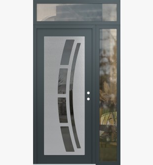 Diamond C12 48" x 96" anthracite/anthracite mirrored Glass Panel stainless steel LHI with Sidelite and Transom clear Glass