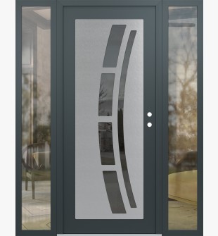 Diamond C12 64" x 80" anthracite/anthracite mirrored Glass Panel stainless steel LHI with 2 Sidelites clear Glass
