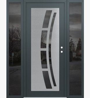 Diamond C12 68" x 80" anthracite/anthracite mirrored Glass Panel stainless steel LHI with 2 Sidelites mirrored Glass