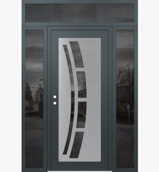 Diamond C12 68" x 96" anthracite/anthracite mirrored Glass Panel stainless steel RHI with 2 Sidelites and Transom mirrored Glass