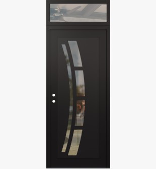 Diamond C12 36" x 96" black/black clear Glass Panel black RHI with Transom clear Glass