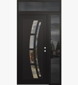 Diamond C12 48" x 96" black/black clear Glass Panel black LHI with Sidelite and Transom mirrored Glass