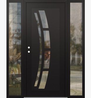 Diamond C12 68" x 80" black/black clear Glass Panel black RHI with 2 Sidelites clear Glass