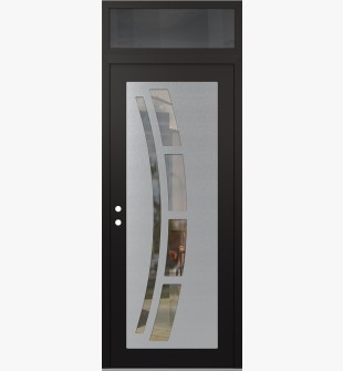 Diamond C12 36" x 96" black/black clear Glass Panel stainless steel RHI with Transom mirrored Glass