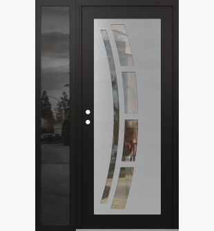 Diamond C12 52" x 80" black/black clear Glass Panel stainless steel RHI with Sidelite mirrored Glass