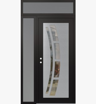 Diamond C12 50" x 96" black/black clear Glass Panel stainless steel RHI with Sidelite and Transom frosted Glass