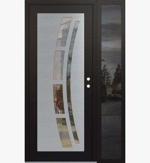 Diamond C12 52" x 80" black/black clear Glass Panel stainless steel LHI with Sidelite mirrored Glass