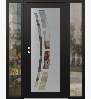 Diamond C12 64" x 80" black/black clear Glass Panel stainless steel RHI with 2 Sidelites clear Glass
