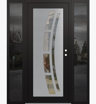 Diamond C12 60" x 80" black/black clear Glass Panel stainless steel LHI with 2 Sidelites mirrored Glass