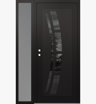 Diamond C12 48" x 80" black/black mirrored Glass Panel black RHI with Sidelite frosted Glass