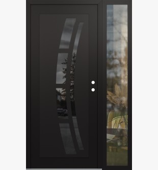 Diamond C12 52" x 80" black/black mirrored Glass Panel black LHI with Sidelite clear Glass