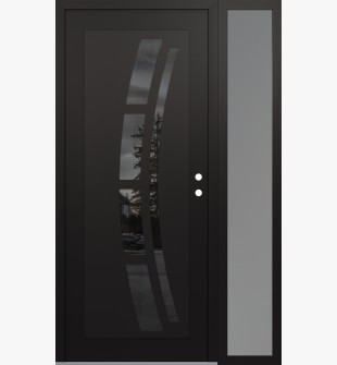 Diamond C12 52" x 80" black/black mirrored Glass Panel black LHI with Sidelite frosted Glass