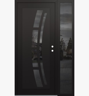 Diamond C12 48" x 80" black/black mirrored Glass Panel black LHI with Sidelite mirrored Glass