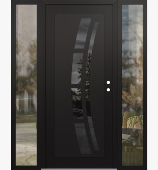 Diamond C12 64" x 80" black/black mirrored Glass Panel black LHI with 2 Sidelites clear Glass