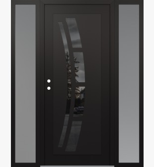 Diamond C12 64" x 80" black/black mirrored Glass Panel black RHI with 2 Sidelites frosted Glass