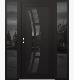 Diamond C12 64" x 80" black/black mirrored Glass Panel black RHI with 2 Sidelites mirrored Glass