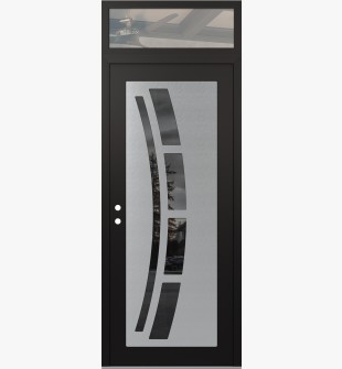 Diamond C12 36" x 96" black/black mirrored Glass Panel stainless steel RHI with Transom clear Glass