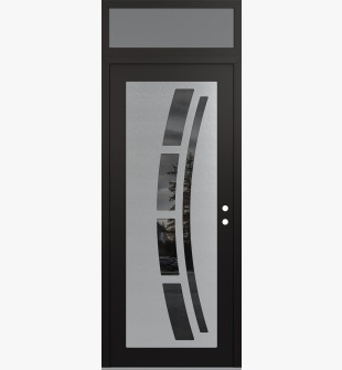 Diamond C12 36" x 96" black/black mirrored Glass Panel stainless steel LHI with Transom frosted Glass
