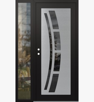 Diamond C12 52" x 80" black/black mirrored Glass Panel stainless steel RHI with Sidelite clear Glass