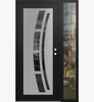 Diamond C12 52" x 80" black/black mirrored Glass Panel stainless steel LHI with Sidelite clear Glass