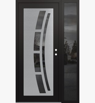 Diamond C12 50" x 80" black/black mirrored Glass Panel stainless steel LHI with Sidelite mirrored Glass