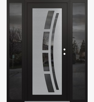 Diamond C12 64" x 80" black/black mirrored Glass Panel stainless steel LHI with 2 Sidelites mirrored Glass
